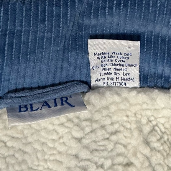 VTG 90s BLAIR SHERPA LINED THICK RIBBED CORDUROY BUTTON UP PERIWINKLE SHACKET XL - Picture 8 of 15